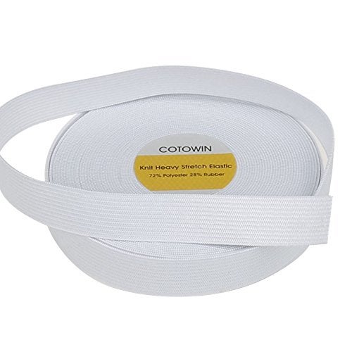 COTOWIN 3/4 Inch Wide White Heavy Stretch Knit Elastic 10 Yards - Image 1